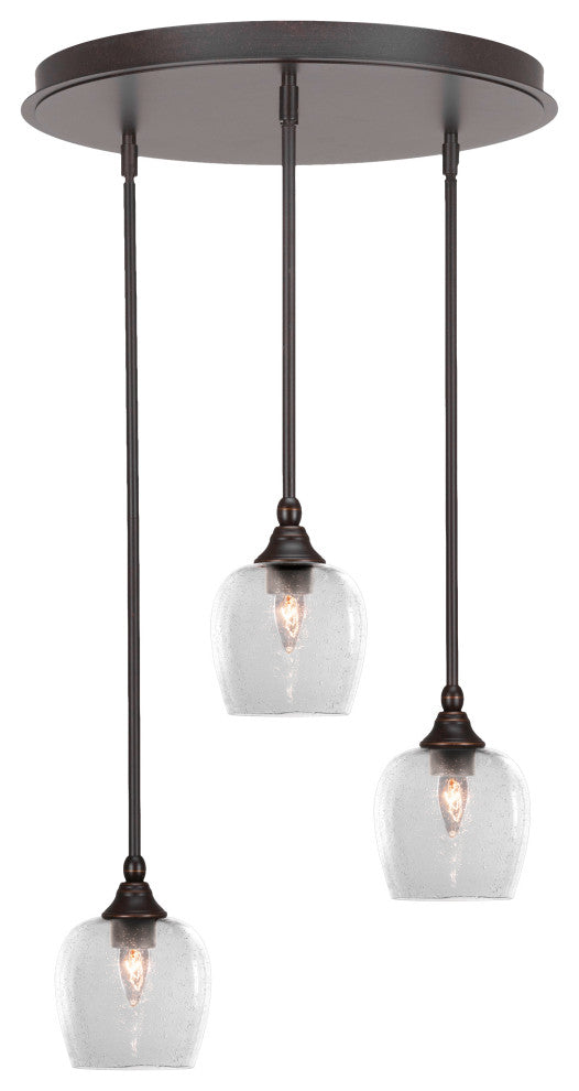 Empire 3-Light Cluster Pendalier, Dark Granite/Clear Bubble