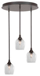 Empire 3-Light Cluster Pendalier, Dark Granite/Clear Bubble