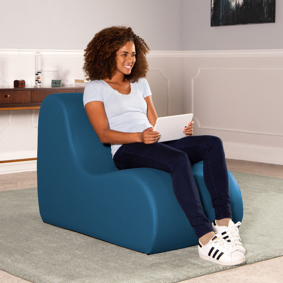 Midtown Large Foam Chair, Commercial Soft Seating, Premium Vinyl, Blue