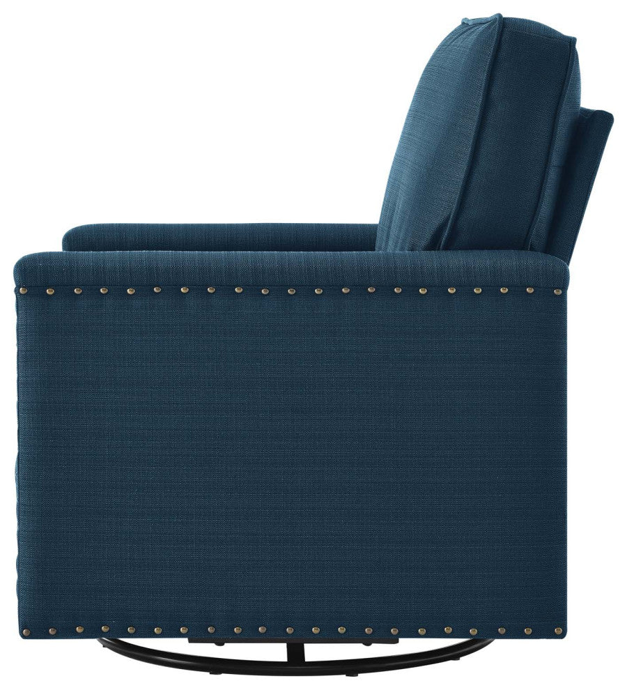 Armchair Accent Swivel Chair, Fabric, Navy Blue, Modern, Lounge Hospitality