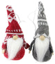 Gray and Red Santa Gnomes Hanging Christmas Ornaments 4", 2-Piece Set