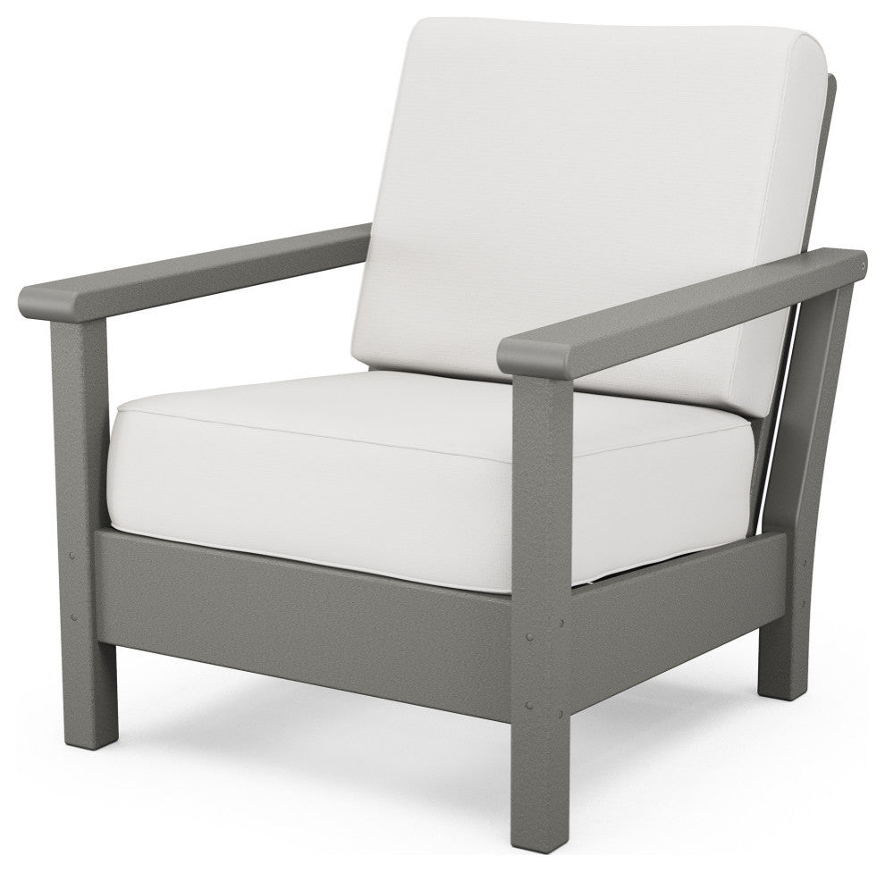 Polywood Harbour Deep Seating Chair, Slate Grey / Textured Linen