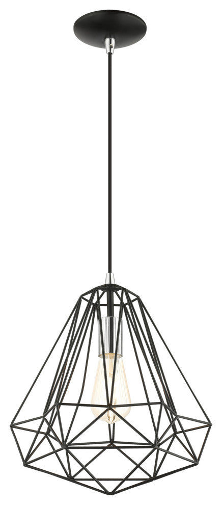 Shiny Black Geometric, Farmhouse, Industrial, Abstract, Rustic Pendant