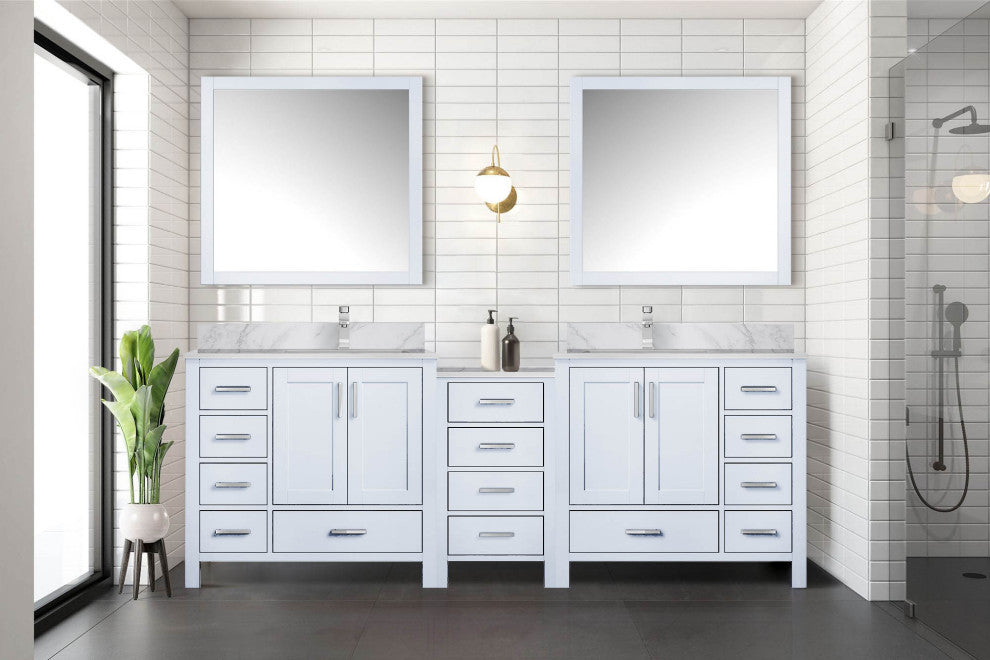 Lexora Coraline Double Bath Vanity White 102 With Countertop, Faucet & Mirror