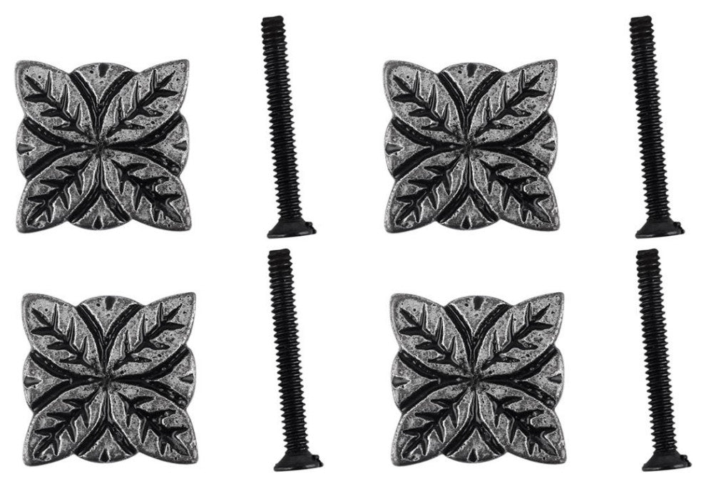Flower Iron Cabinet Knob Pewter Finish Cabinet Hardware Pack of 4