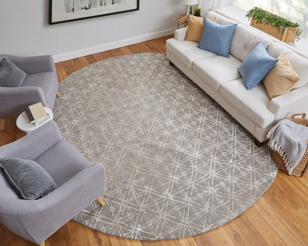 Weave & Wander Hartford Rug, Gray/Silver, 10'x10' Round