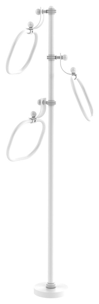 Towel Stand with 9" Oval Towel Rings, Matte White