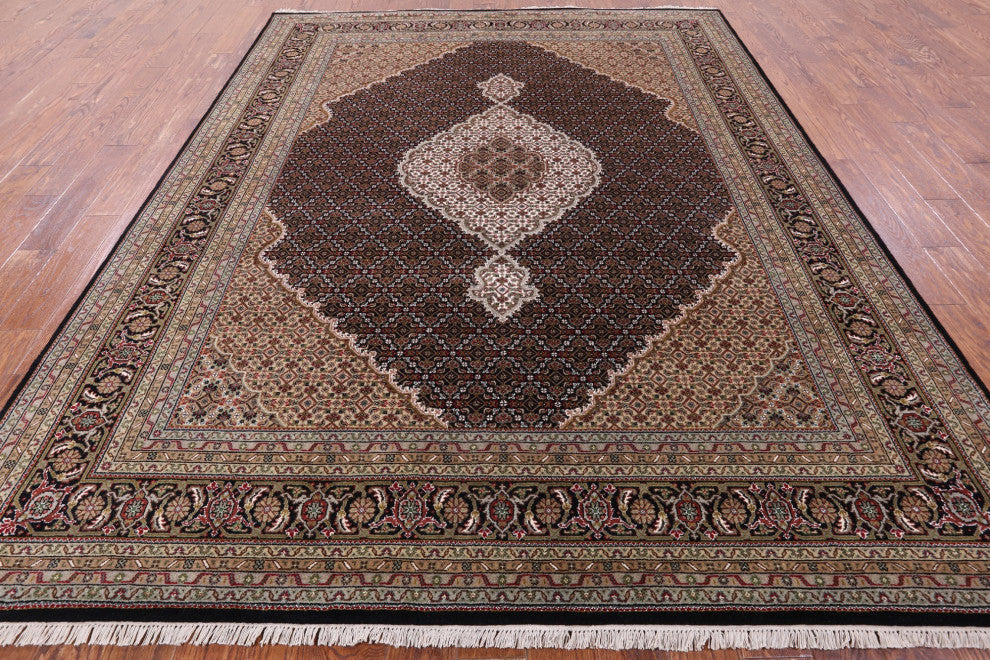 Wool and Silk Persian Tabriz Hand-Knotted Rug 7' 11" X 10' 0"- Q6052