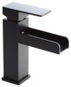 Modern Single Handle One Hole Waterfall Bathroom Sink Faucet Solid Brass, Matte Black