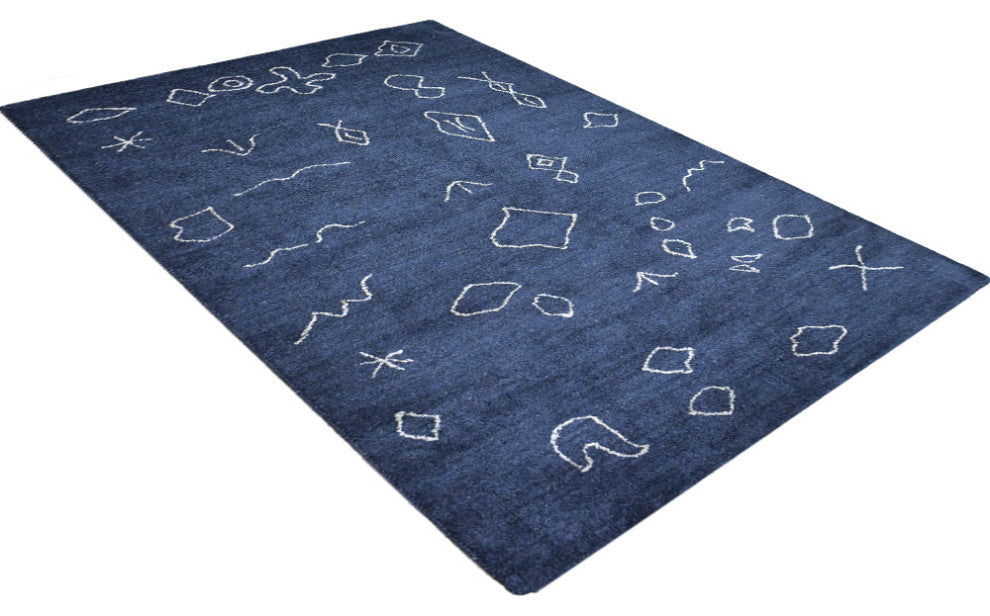 HAND KNOTTED LOOM SILK ECO-FRIENDLY RUG-5'x8',Rectangle,Charcoal White,Contempor