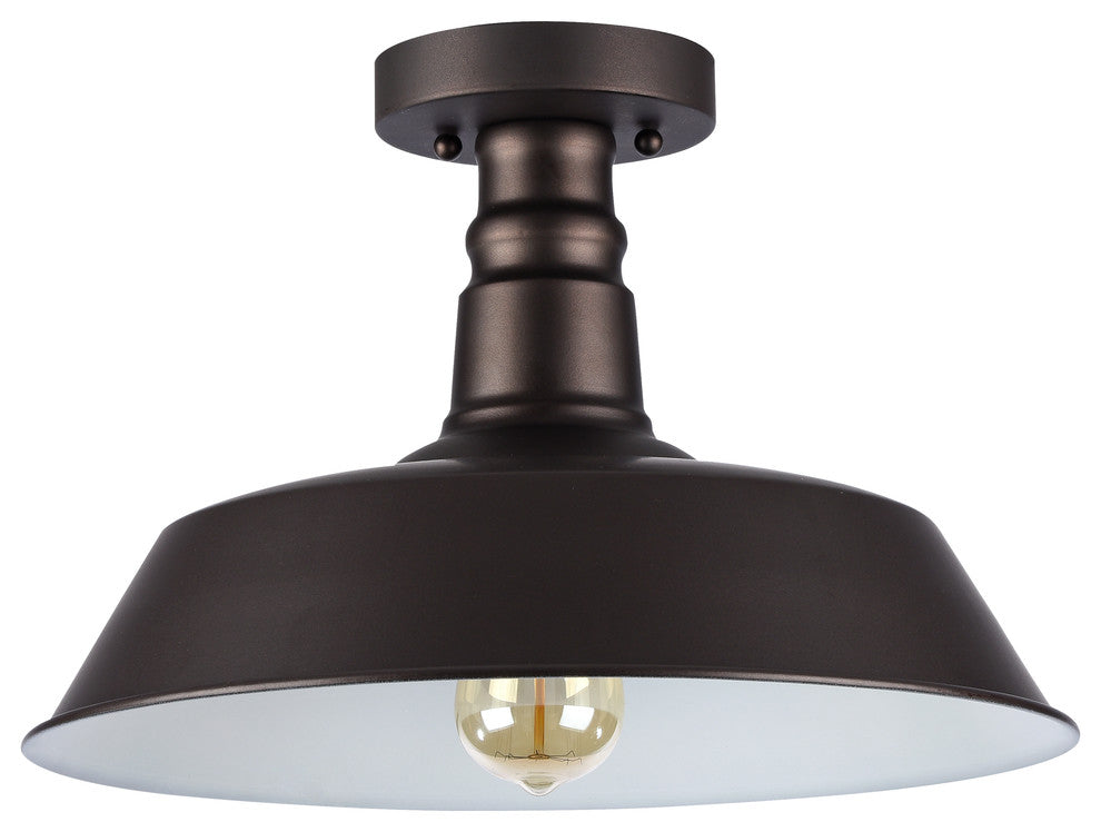 Ironclad 1-Light Rubbed Bronze Semi-Flush Ceiling Fixture