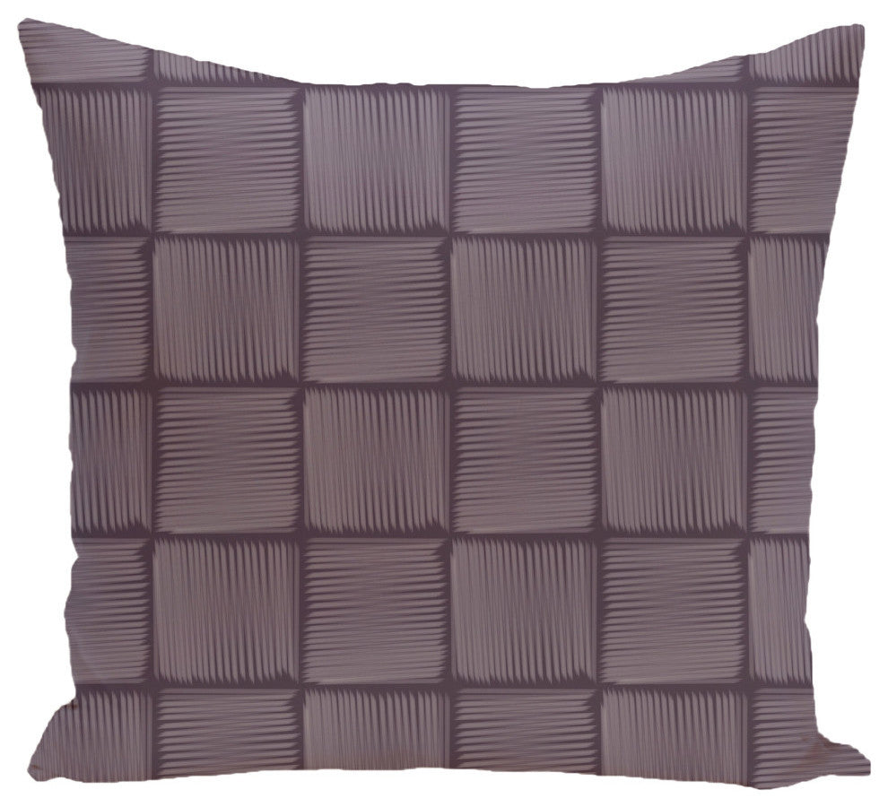 Basketweave Geometric Print Pillow, Purple, 20"x20"