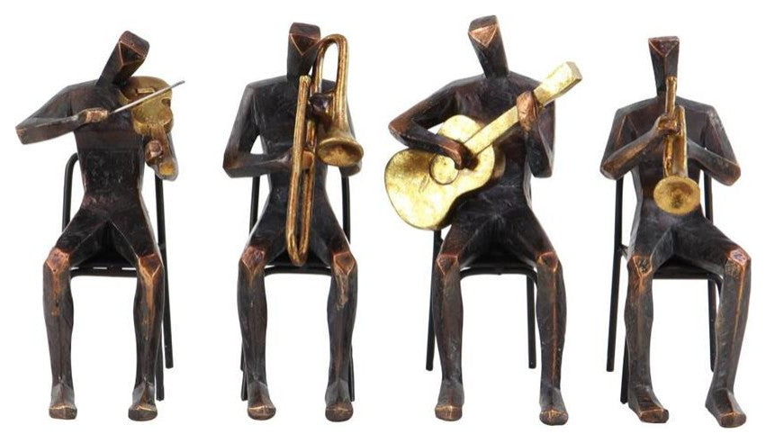Brown Modern Musician Sculpture, Set of 4