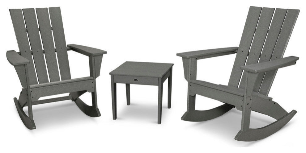 Polywood Quattro 3-Piece Rocker Set, Slate Gray
