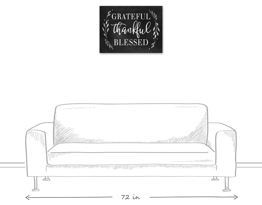 Grateful Thankful Blessed Print on Canvas