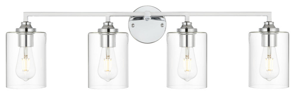 4 Light Chrome And Clear Bath Sconce