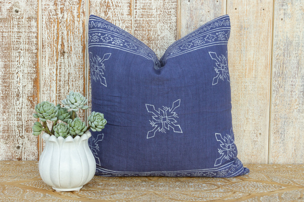 Blue Citlalee Aztec Block Print Pillow