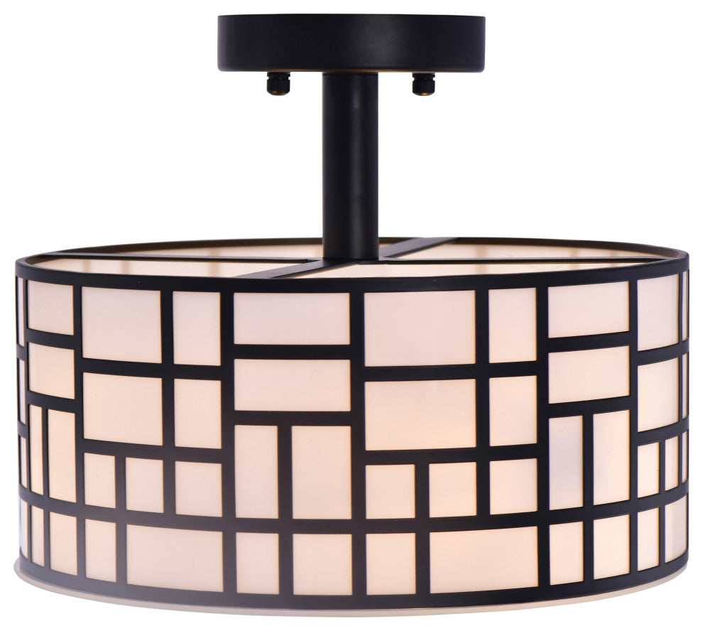 Lazzur Moselle 3 Light 12" Matte Black Semi-Flush Mount Ceiling Light