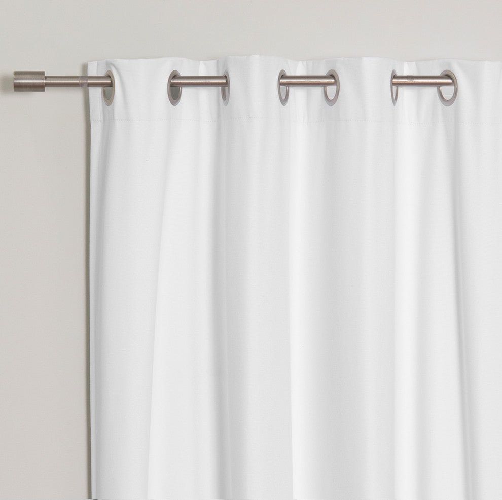 Linen Textured Grommet Thermal Total Blackout Curtains, White, 52"x108"