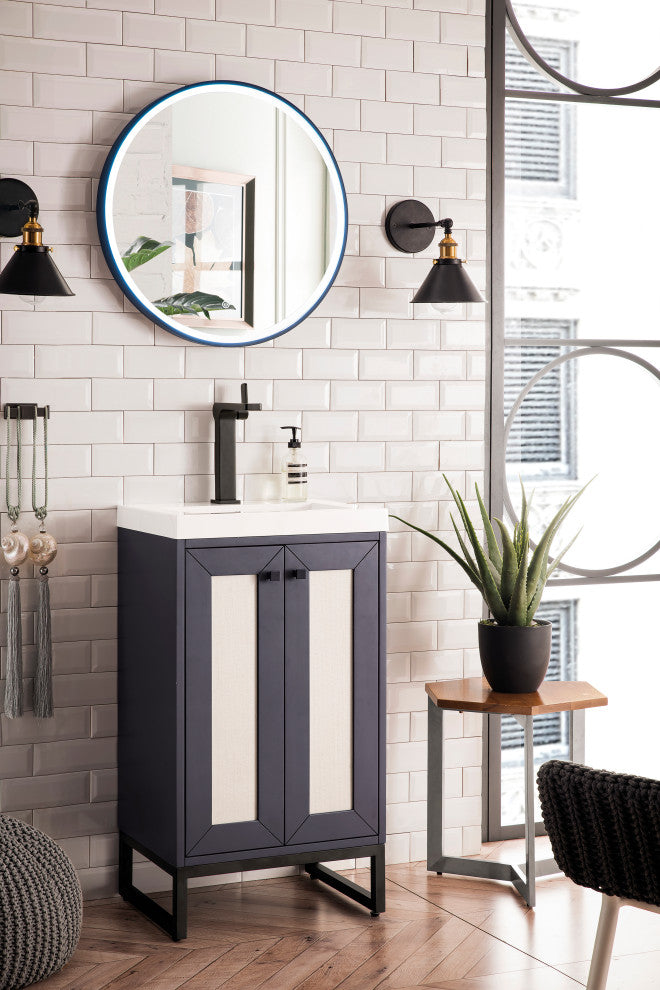 Chianti 20" Single Vanity, Mineral Grey, Matte Black,White Gloss Top