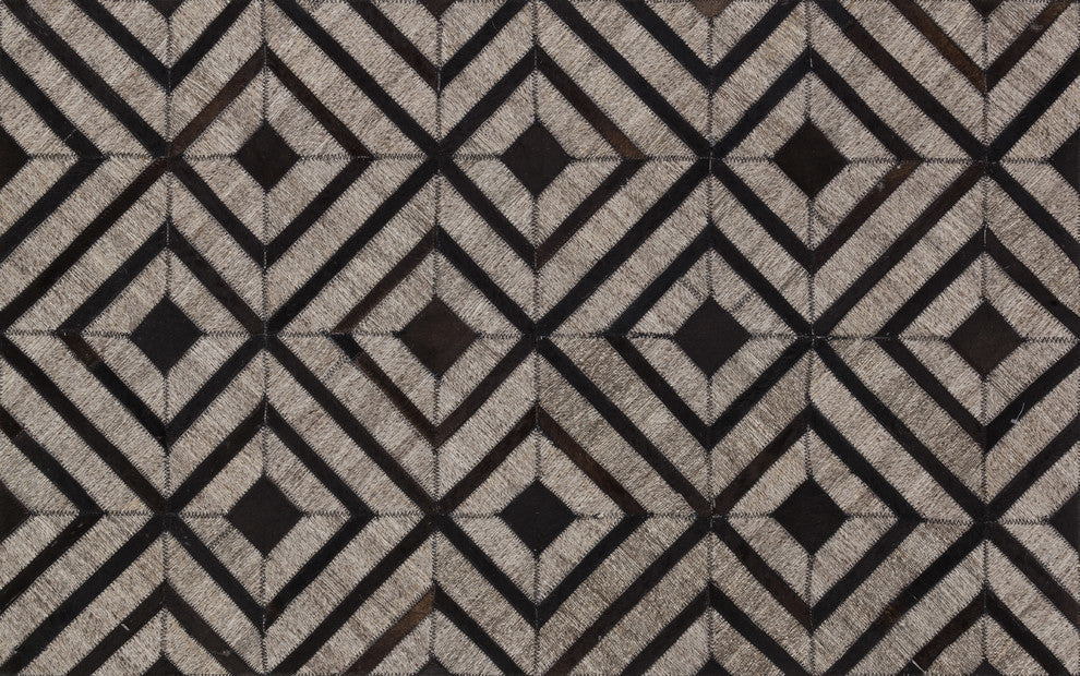 Cowhide & Hand Woven Viscose Dorado Beige Espresso Area Rug, 9'3"x13'