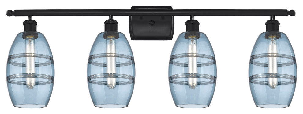 Ballston-Vaz 4-Light 36" Bath Vanity Light, Matte Black, Princess Blue