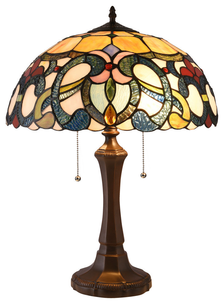 CHLOE Lighting August Tiffany Dark Bronze 2-Light Victorian Table Lamp