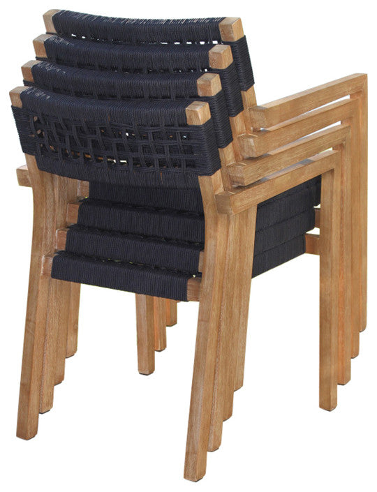 6-Piece Ivory Composite and Blue Rope Rectangle Dining Set
