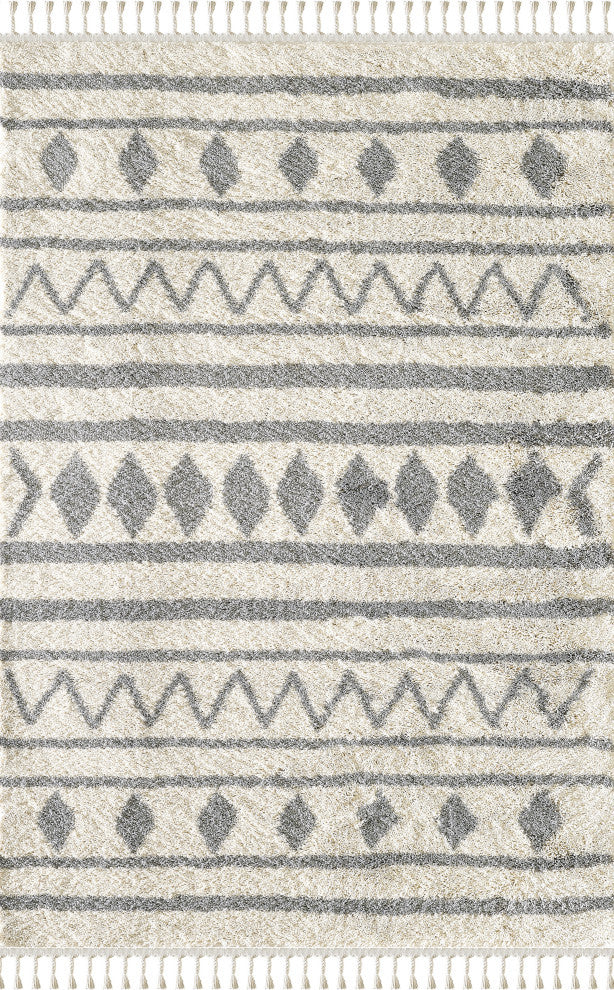 Abani Willow WIL120A Moroccan Tribal Ivory and Grey Area Rug