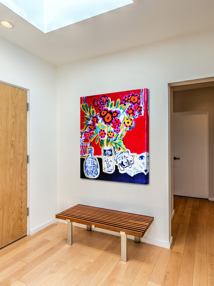 "Happy Cat" Print on Canvas by Wayne Ensrud