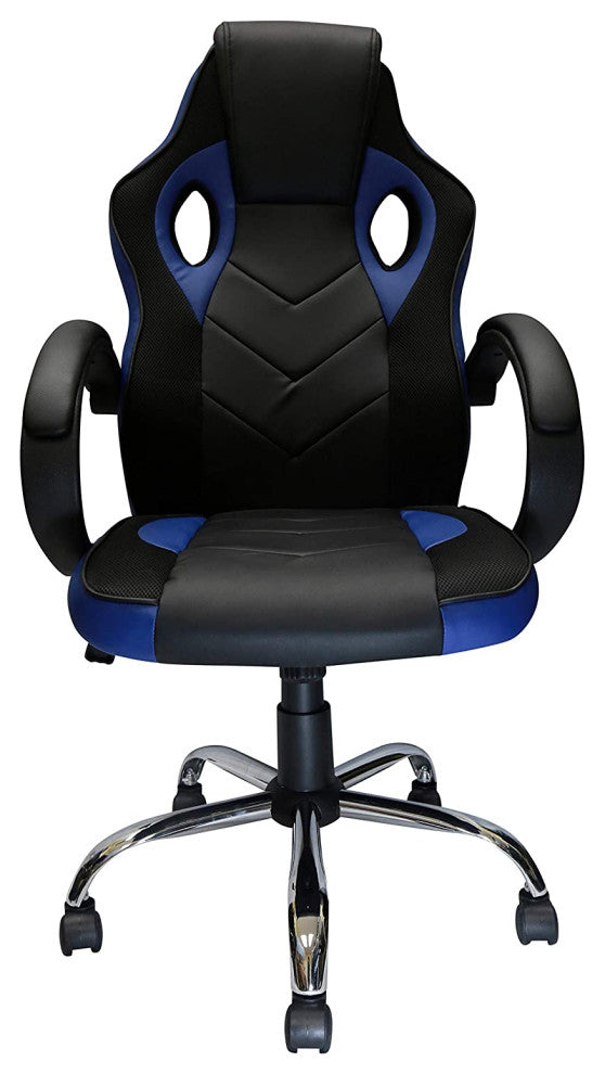 Reclining Racing Game Chair with Back Tilt and Armrest (BLUE)