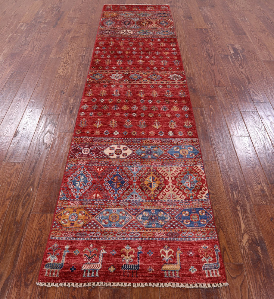 2' 7" X 9' 11" Tribal Persian Gabbeh Hand Knotted Wool Runner Rug Q10970