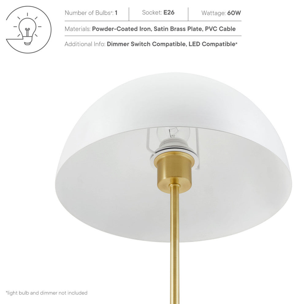 Ideal Metal Table Lamp, White Satin Brass