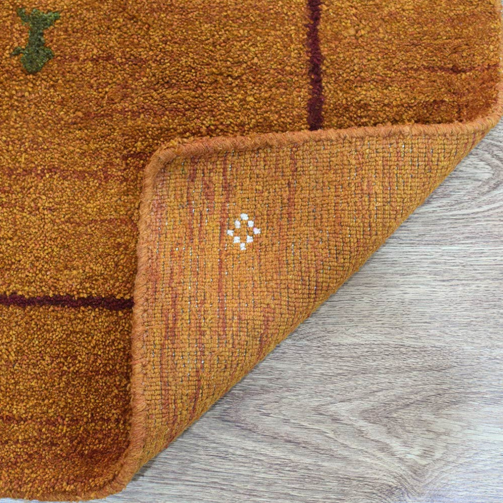 HAND KNOTTED LOOM SILK ECO-FRIENDLY AREA RUG-5'x8',Rectangle,Orange,Contemporary