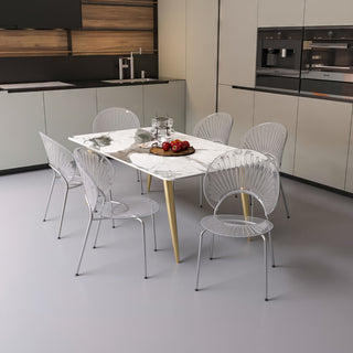 Opulent Plastic Dining Side Chair, Chrome Base Set of 4, Clear