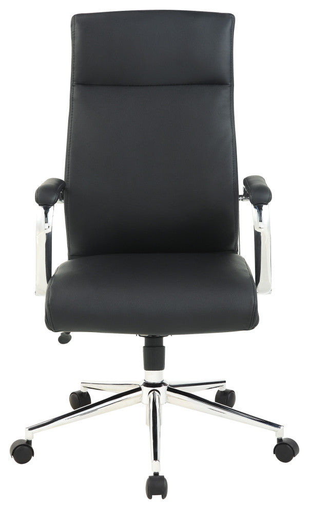 High Back Manager's Office Chair With Dillon Black Fabric and Chrome Base