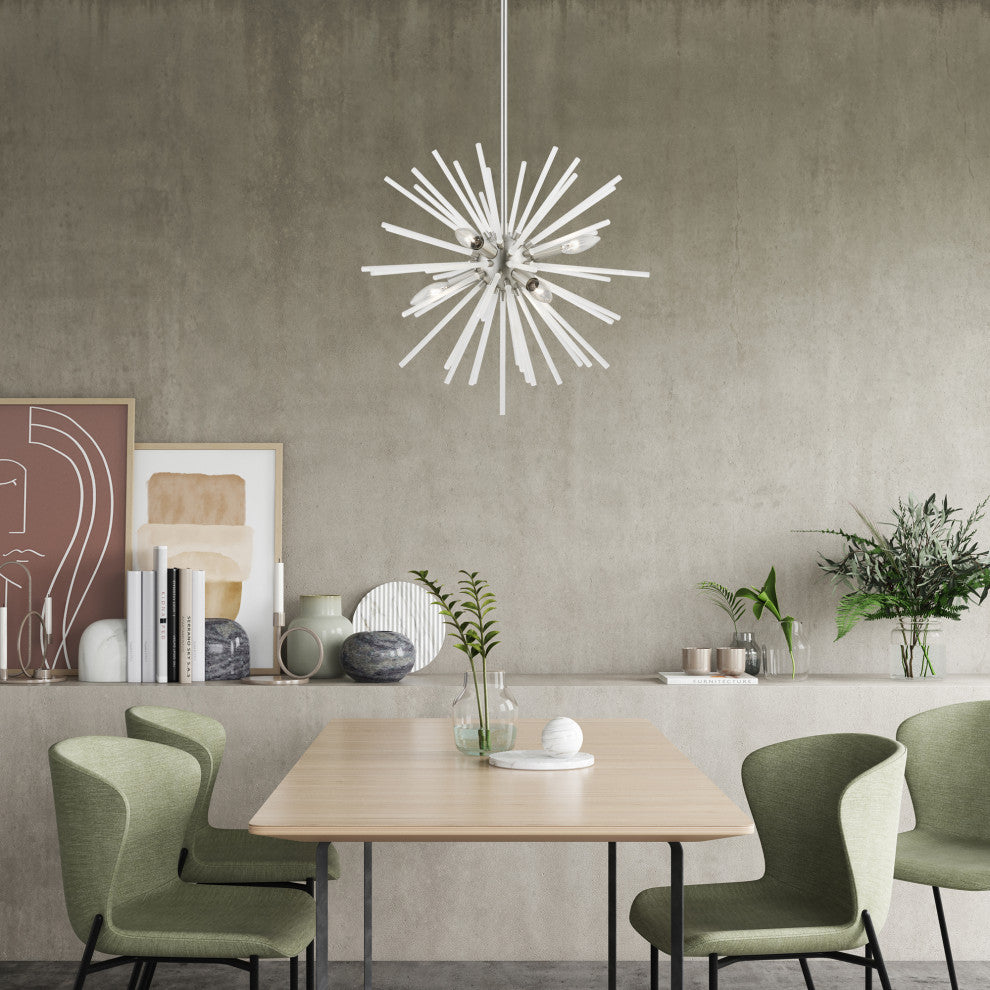 Uptown 6 Light Brushed Nickel Pendant Chandelier