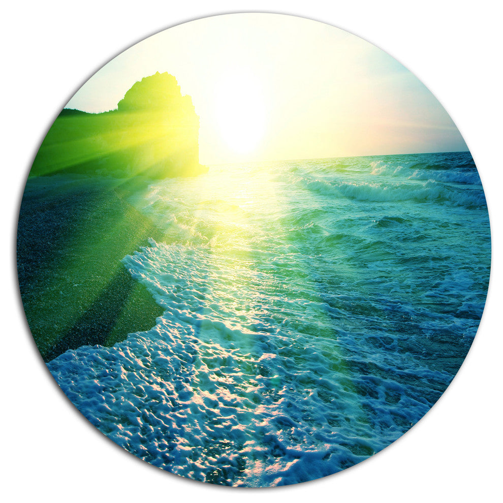 Foaming Blue Waves, Seashore Round Wall Art, 23"