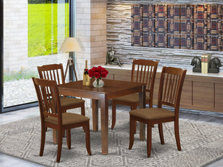 5Pc Dining Set, Square Table, Four Linen Seat Chairs, Linen White