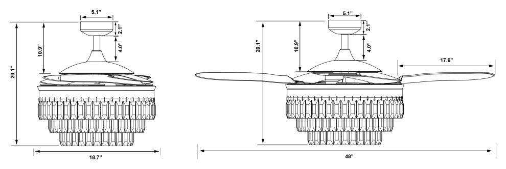 Fanaway Veil 48" Ceiling Fan, Chrome
