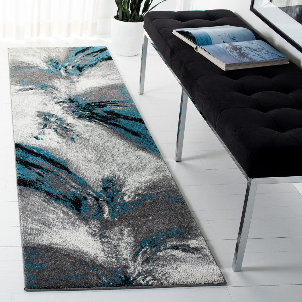Safavieh Glacier Gla127M Organic and Abstract Rug, Blue and Gray, 5'3"x5'3" Squa