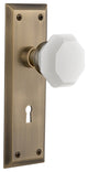 New York Plate with Keyhole Privacy Waldorf White Milk Glass Knob