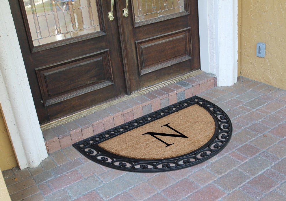 A1HC Half Round 30"x48" Double Door Monogrammed Doormat, N