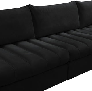 Jacob Velvet Upholstered 5-Piece L-Shaped Modular Sectional, Black