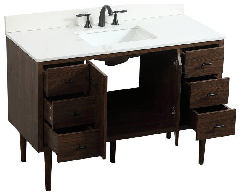 Home Living 22" Midcentury Modern Walnut-Light Bathroom Vanity