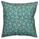 Songbird Pattern, Blue Throw Pillow, 18"x18"