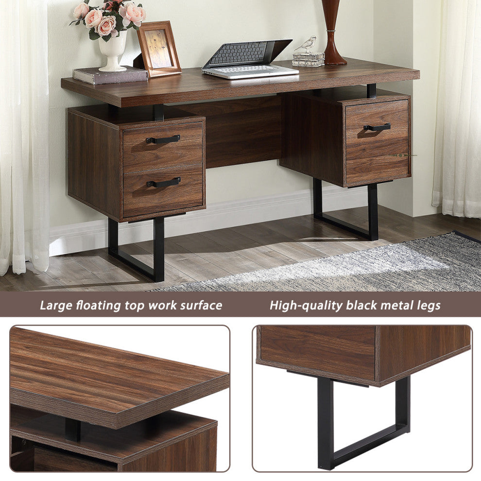 TATEUS Home Office Computer Desk Writing Study Table,Brown