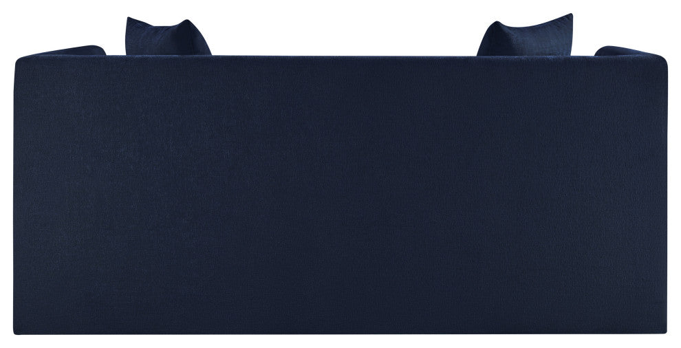 Everett Upholstered Loveseat, Navy, Chenille Fabric