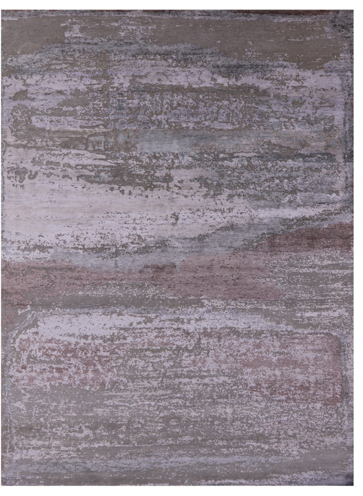 Hand Knotted Wool and Silk Modern Rug 9' 0" X 11' 6" Q11797
