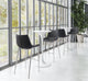 Bar Stool Chair Barstool, Set of 2, Faux Vinyl Leather, Steel, Black, Silver